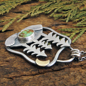Trio of Pines Turquoise Pendant Necklace