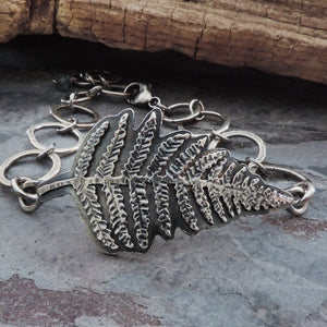 organic sterling silver fern bracelet