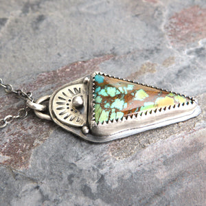 Triangle Rising Phoenix Turquoise Pendant Necklace