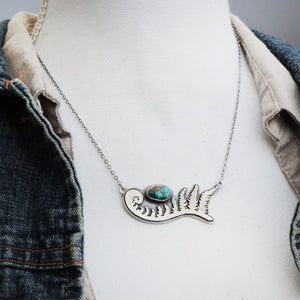 Unfurling Fern Frond Necklace with Sierra Nevada Turquoise