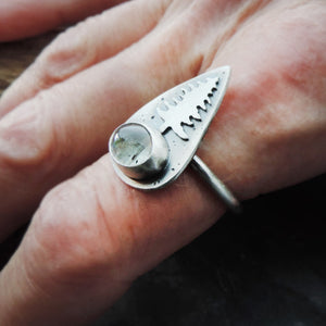 Moss Aquamarine Pine Tree Ring - Size 7