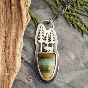 Bear in the Pines Calder Paint Jasper Necklace