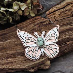 Butterfly Necklace with Variscite Gemstone