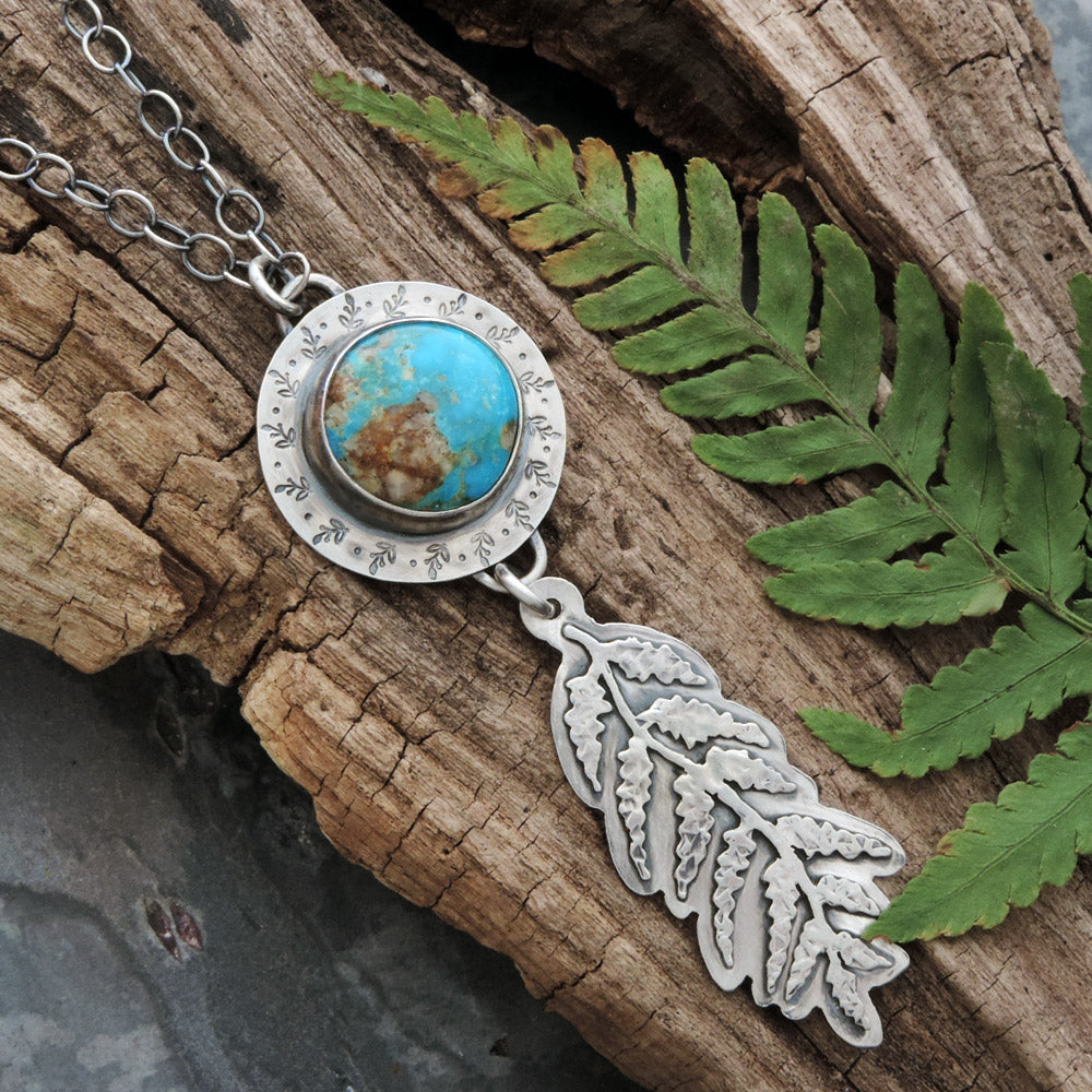 turquoise and fern sterling silver necklace