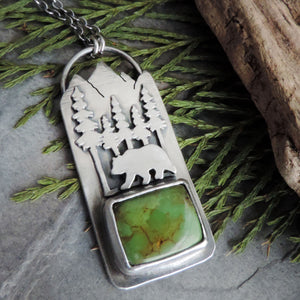 bear in the mountains turquoise necklace