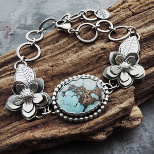 Sterling Silver Flower Bracelet with Lavender Turquoise