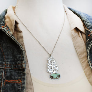 Maidenhair Fern Necklace with Emerald City Variscite Stone