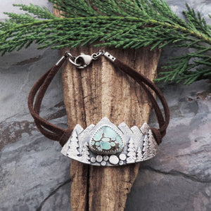 gemstone bracelet with mountains pine trees