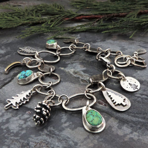 Sterling Silver Pine Tree Charm Bracelet