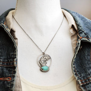 Swaying Fern Necklace with Natural Red Mountain Turquoise Stone