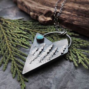 turquoise mountain and pine tree necklace