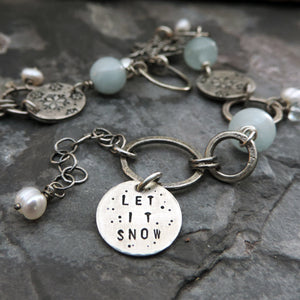 Aquamarine Silver Snowflake Bracelet