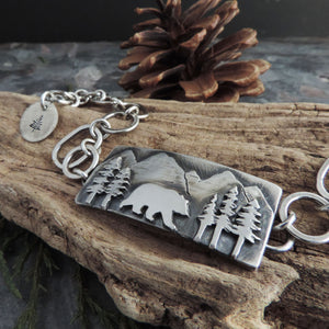 Bear in the Mountains Sterling Silver Bracelet