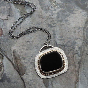 sea glass pendant in sterling silver and gold