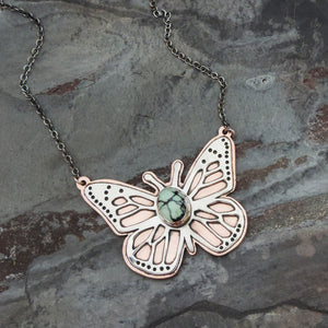Butterfly Necklace with Variscite Gemstone