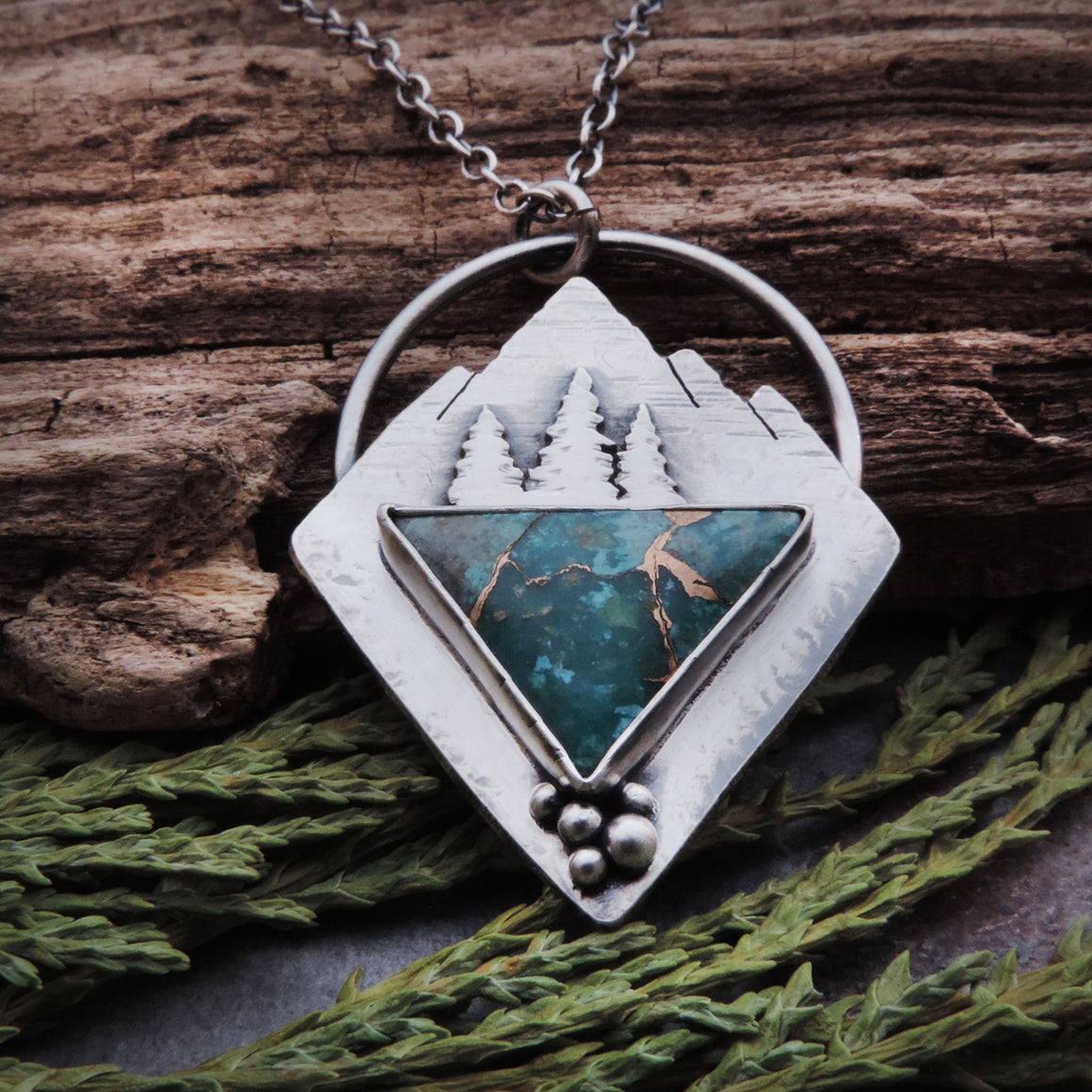 Mountain Necklace with Triangle Chrysocolla Stone