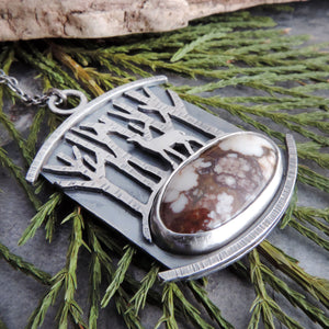 Deer in the Aspens Wild Horse Magnesite Necklace