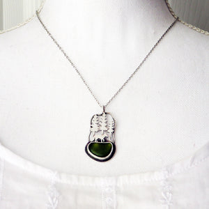 Fox in the Pines Green Sea Glass Necklace