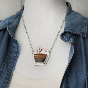 Desert Cactus Landscape Jasper Necklace