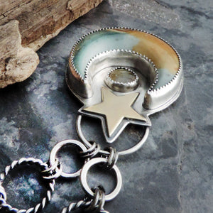 Landscape Jasper Moon and Star Necklace