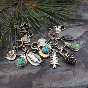 Sterling Silver Pine Tree Charm Bracelet