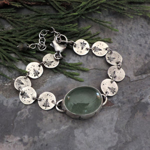 Moss Aquamarine Pine Tree Bracelet
