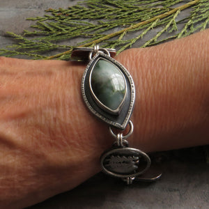 Moss Agate Pine Tree Link Bracelet