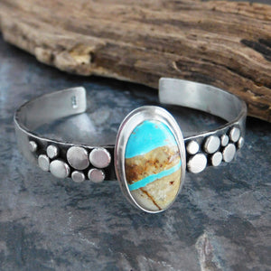 Royston Ribbon Turquoise Pebble Cuff Bracelet