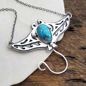 Stingray Pendant Necklace with Whitewater Turquoise