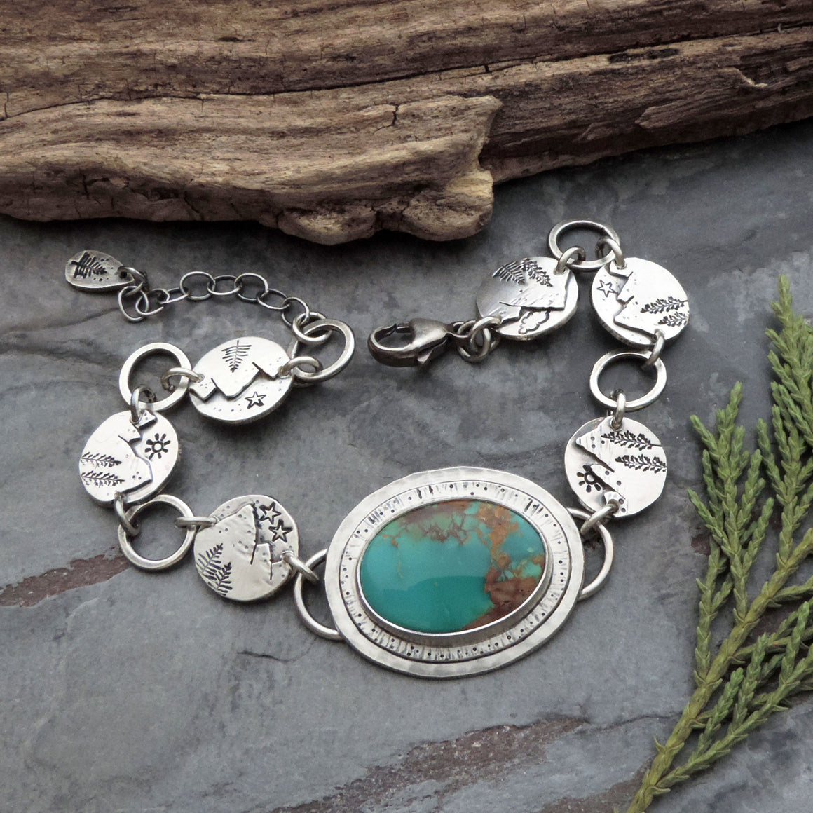 Royston Turquoise Mountain Charm Bracelet