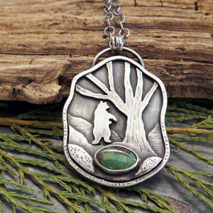 Bear in the Woods Turquoise Necklace