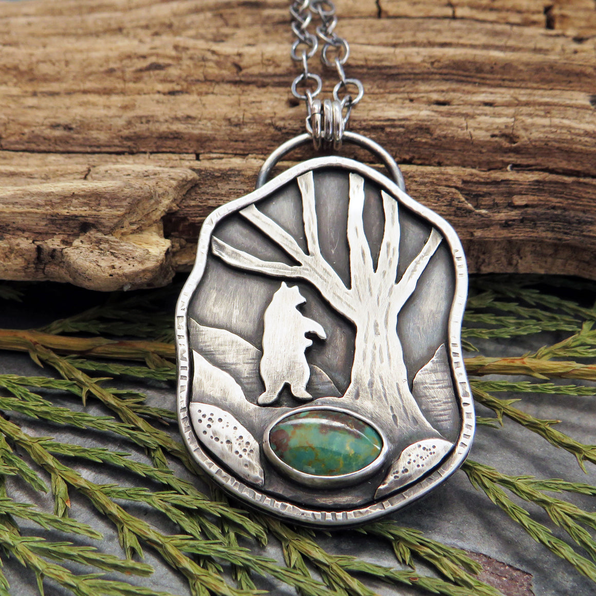 Bear in the Woods Turquoise Necklace