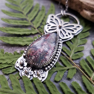 Butterfly Indonesian Moss Agate Necklace