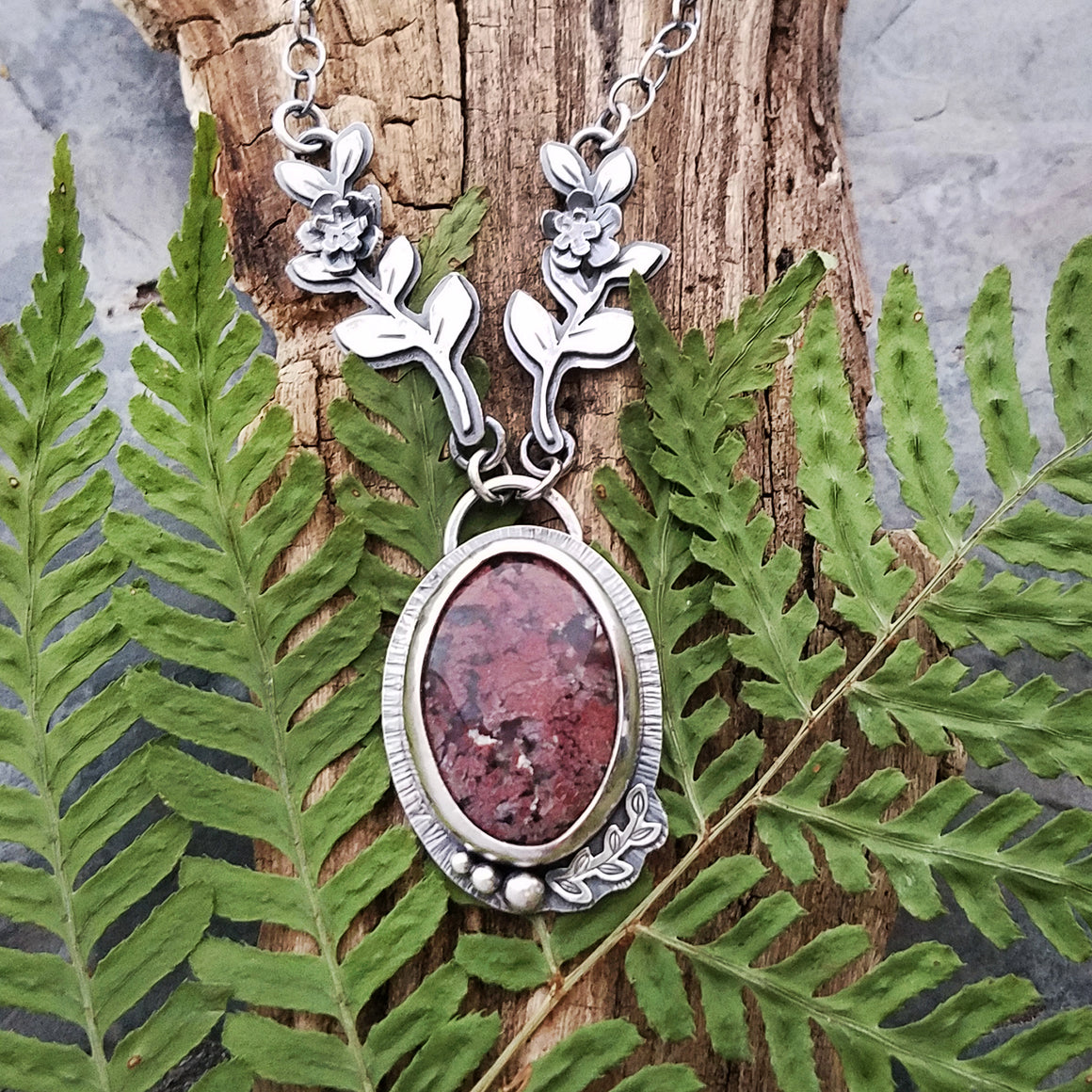 handmade purple flower necklace