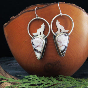 Howling Wolf Wild Horse Magnesite Earrings