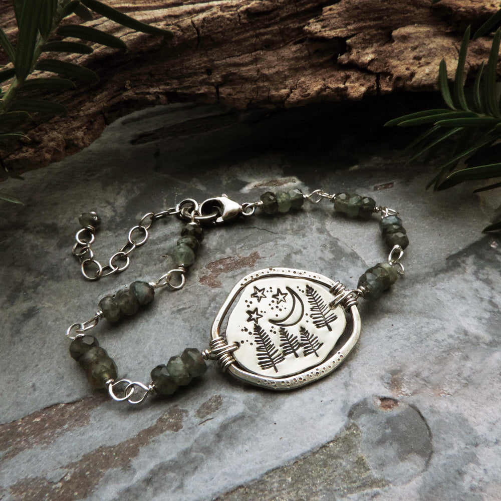 Starry Sky and Pine Trees Organic Bracelet