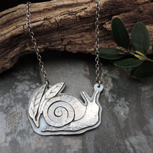 sterling silver snail pendant necklace